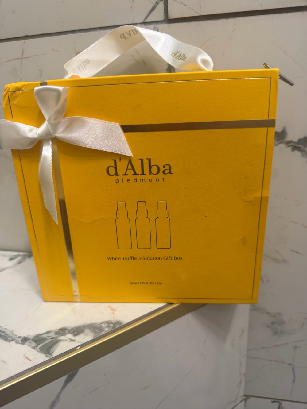 d’Alba Yellow Gift Box with White Ribbon